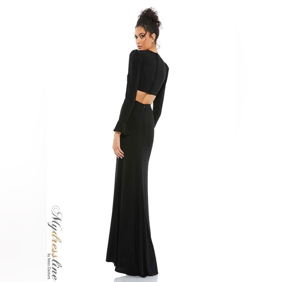 Mac Duggal 67944 Black Long Sleeve Cut Out Gown Size 8 Puff Shoulder NWT $398 - Picture 2 of 10